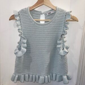 Zara Soft Gray Textured Knit Top